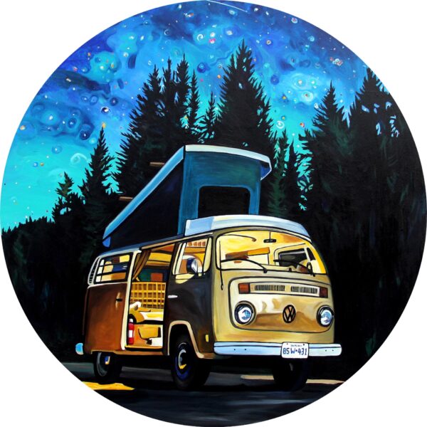 Golden VW Westfalia Under Stars by Taralee Guild