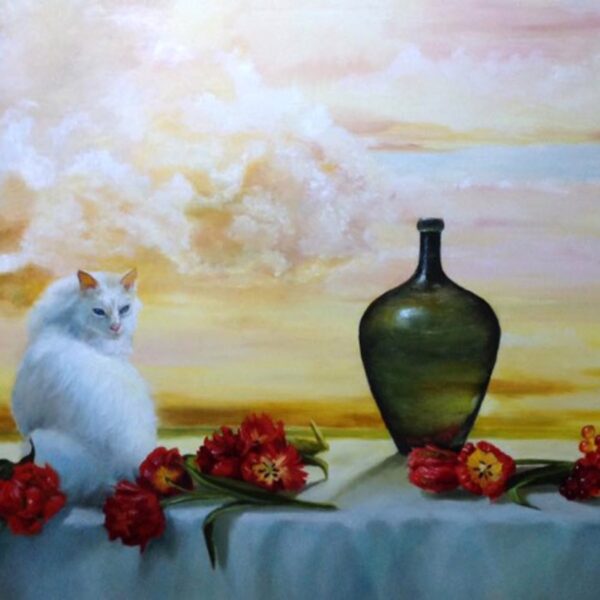 Cat with Butterflies by Raenell Doyle