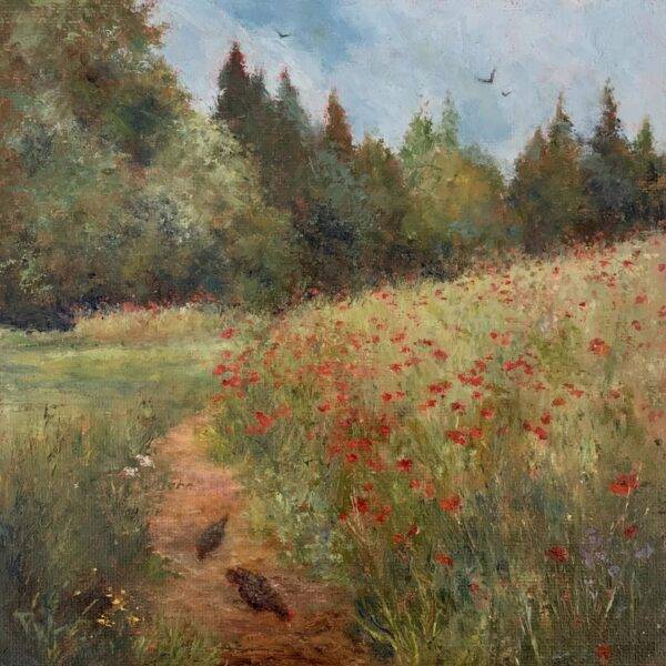 Poppies and Chickens (Bloedel Reserve) by Pamela Wachtler